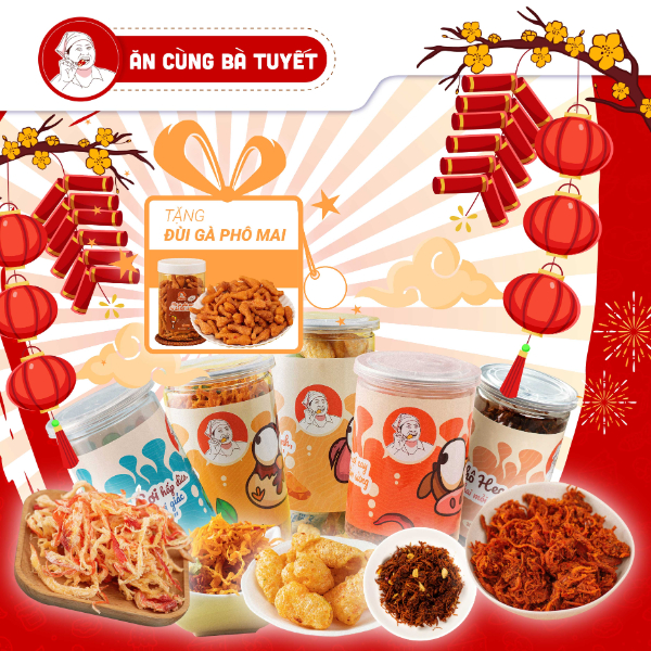 Combo 5 món Khô Heo + Khô Bò + Khô gà + Mực Xé Sợi + Da Heo - Mỗi hợp 200g