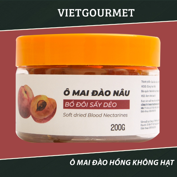 Ô Mai Đào Nâu Bổ Đôi/ Xí muội đào nâu bổ đôi hương vị giòn chua ngọt/ đồ ăn vặt làm quà tặng Vietgourmet 200g