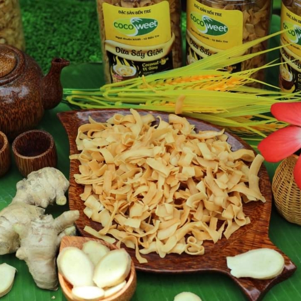 DỪA SẤY GIÒN VỊ TỎI ỚT- hộp 200gr
