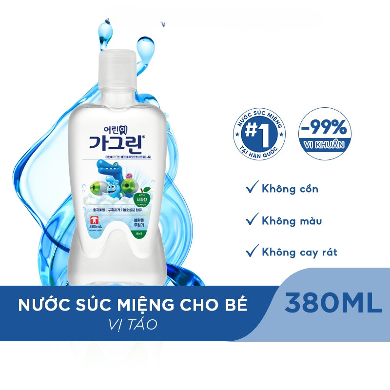 Nước súc miệng Garglin Kids vị táo cho bé từ 6 tuổi chai 380ml