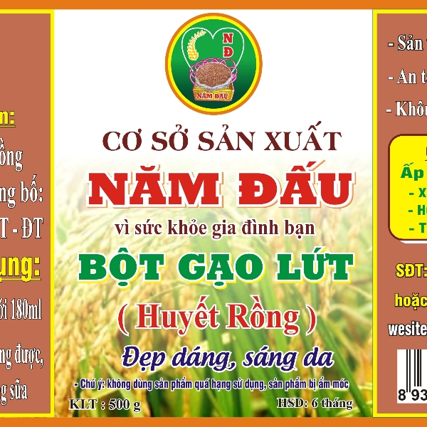 OCOP_BỘT GẠO LỨT HUYẾT RỒNG NĂM ĐẤU - 500 Gram