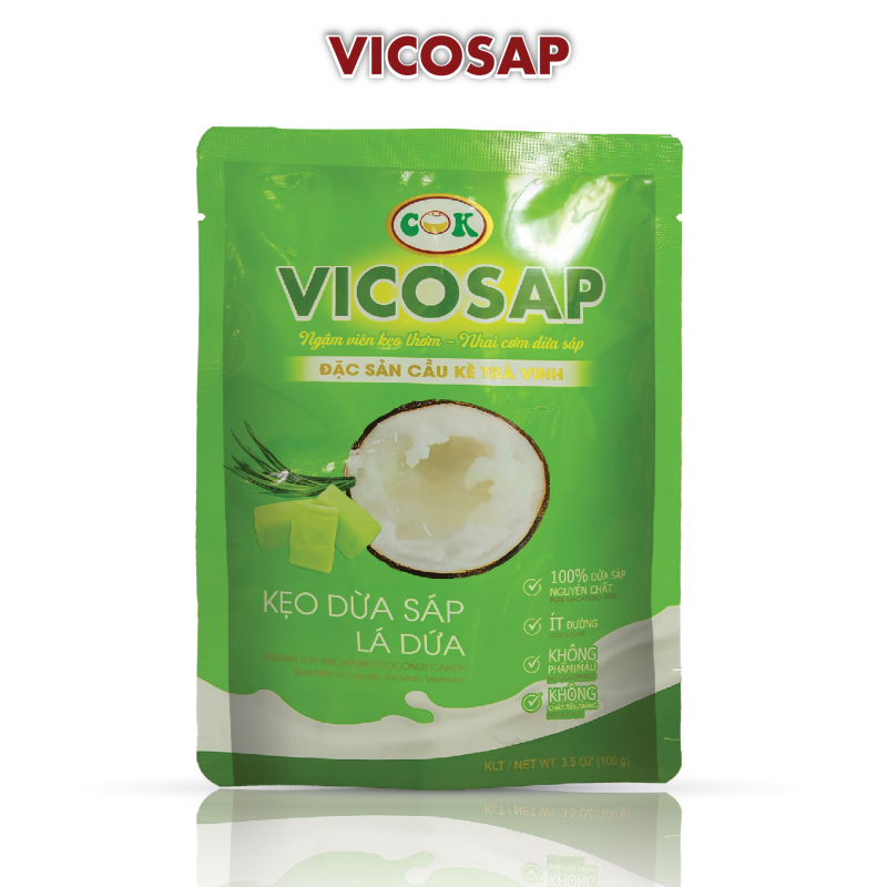 OCOP - Kẹo dừa sáp lá dứa VICOSAP (gói 100g)