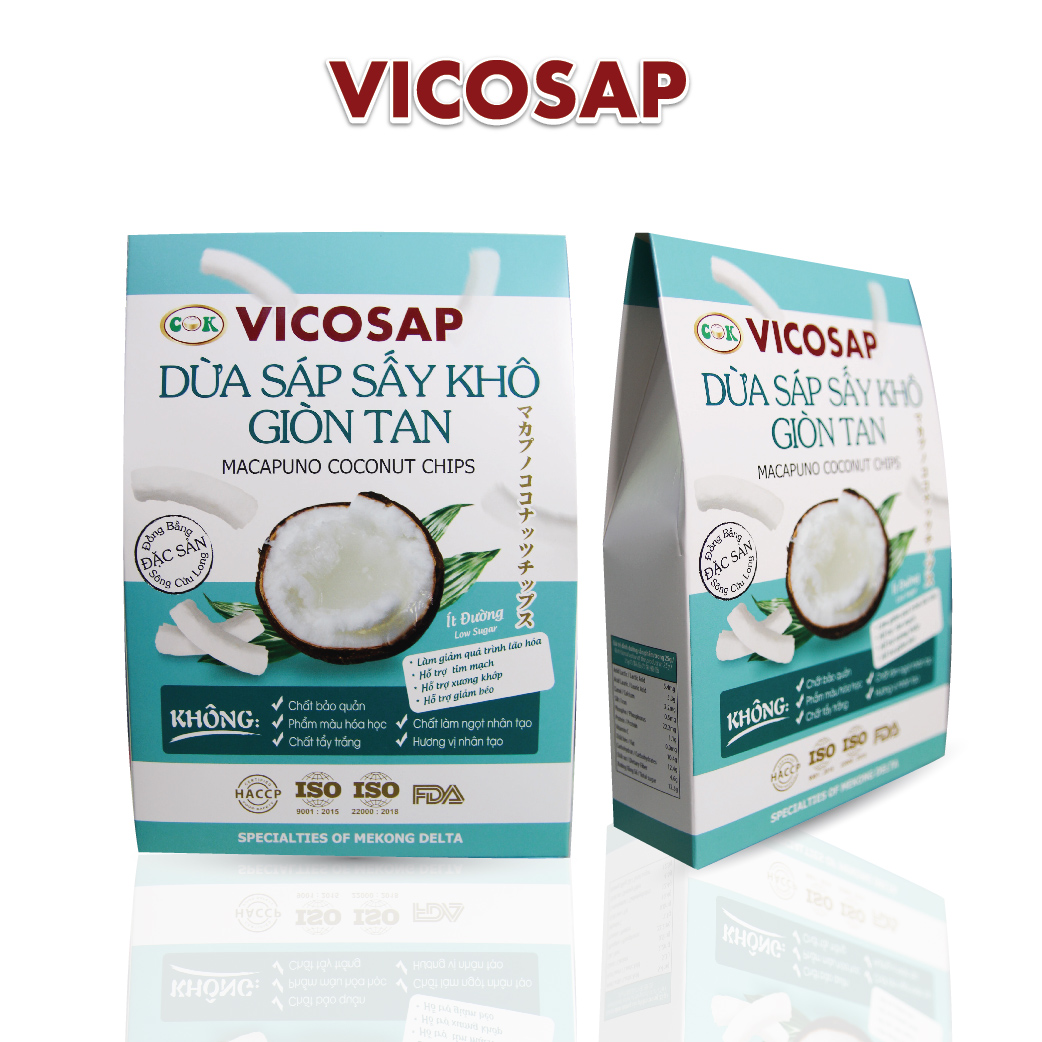 Dừa sáp sấy khô giòn tan VICOSAP (Hộp 25g)