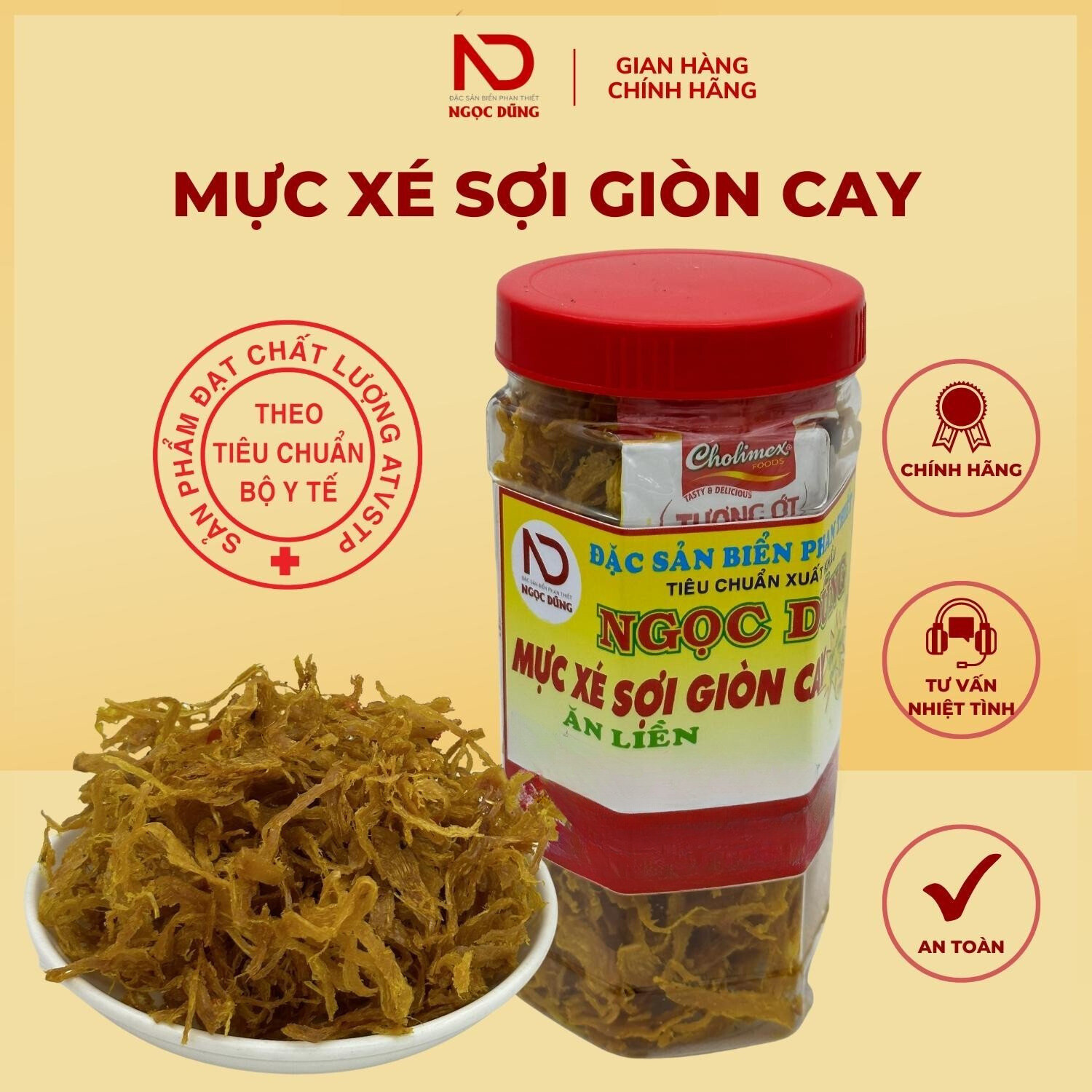 Mực Xé Sợi Giòn Cay Ngọc Dũng - Hộp 200g