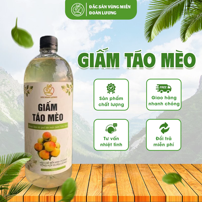 Giấm Táo Mèo Đoàn Lương - Chai 1L