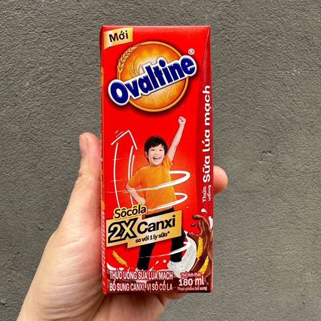 OVALTINE-SỮA LÚA MẠCH X2 CANXI SOCOLA 180ML-THÙNG 12 LỐC + 2 LỐC KM