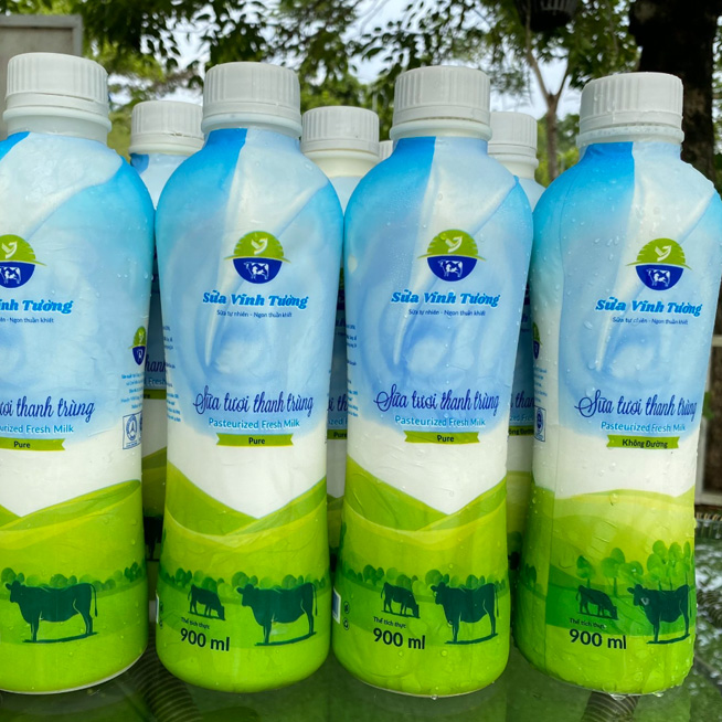 Sữa tươi thanh trùng Vĩnh Tường - Chai 900ml - Chỉ giao nhanh nội tỉnh Vĩnh Phúc - Có Đường